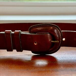 Vintage Gap women’s made n USA brown Italian all leather belt & buckle  28 y2k